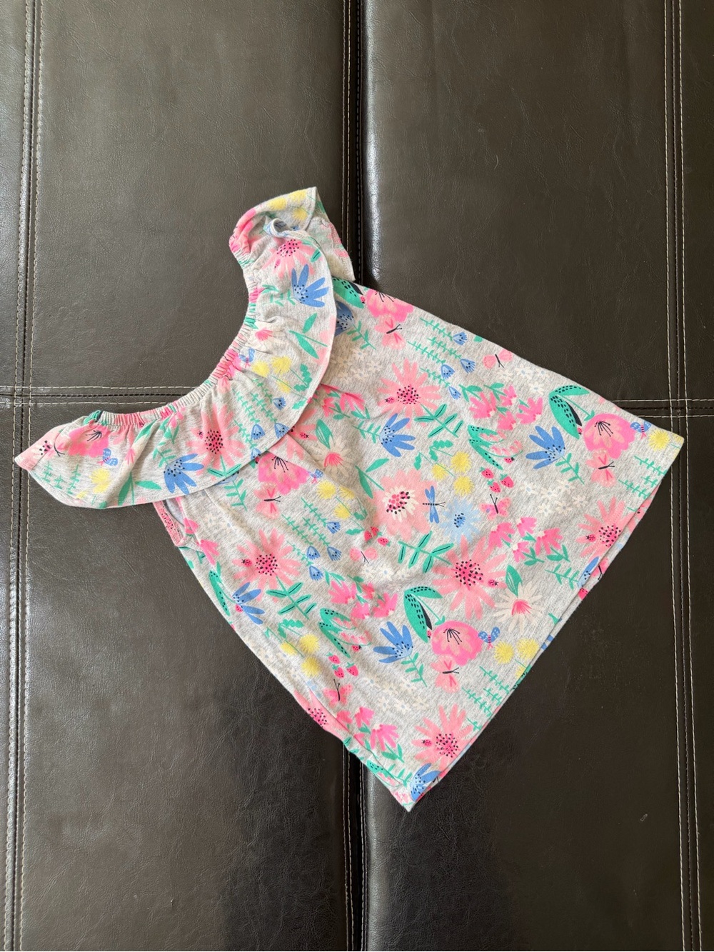 Jumping Beans - Floral Ruffle Neck Tank - Pink, Blue, Yellow & Green